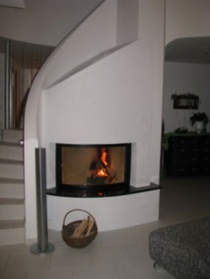 Offener Kamin mit Sichtglas